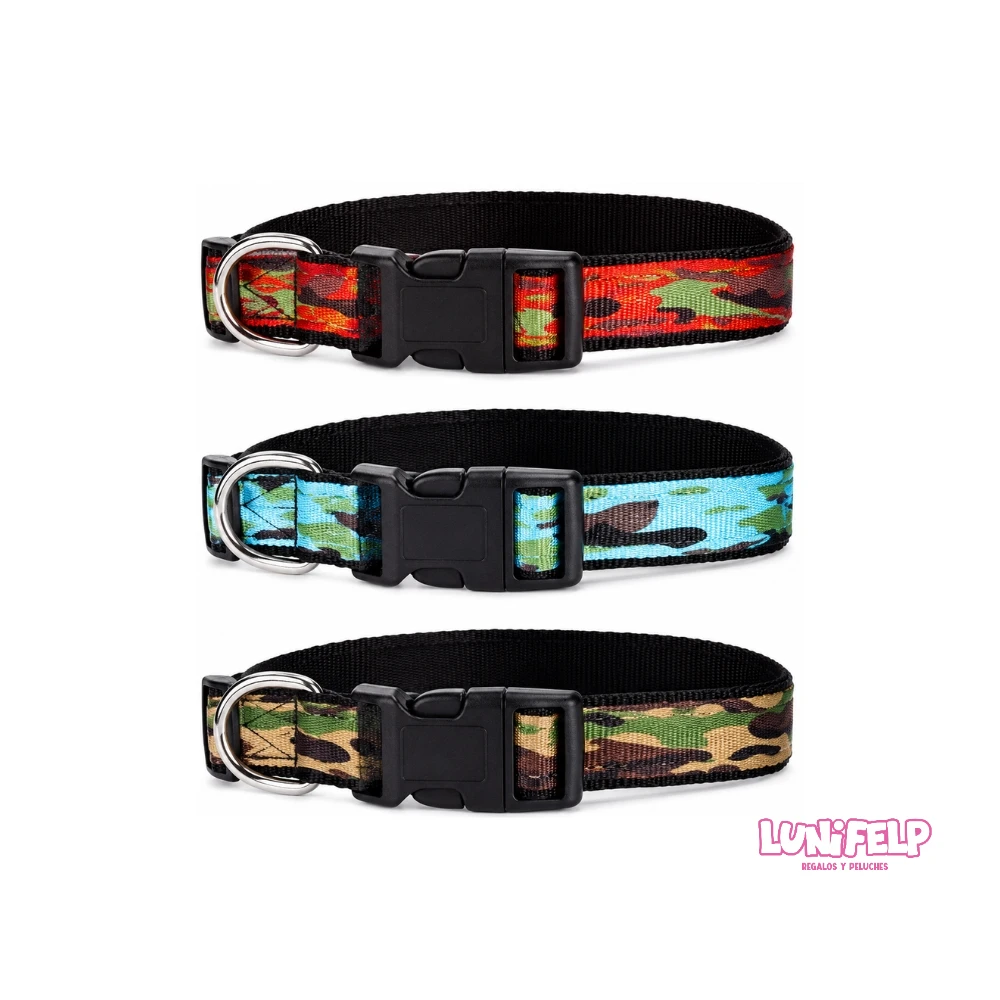 Collar Ajustable para Mascotas con Diseño Camuflaje