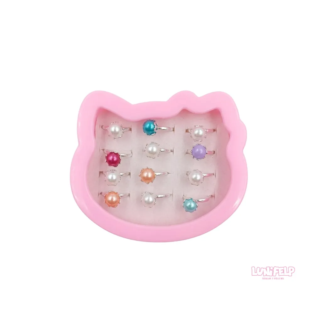 Set de Anillos Infantiles Brillantes con Estuche de Corazón - Imagen 3