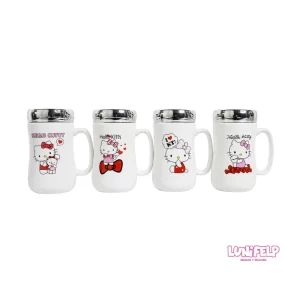 Mug Cerámica Alto Hello Kitty con Tapa Espejo