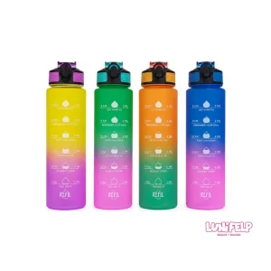 Botilito Motivacional 1000ml con Medidor de Tiempo y Tapa Antiderrame