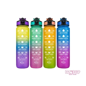 Botilito Motivacional 1000ml con Medidor de Tiempo y Stickers