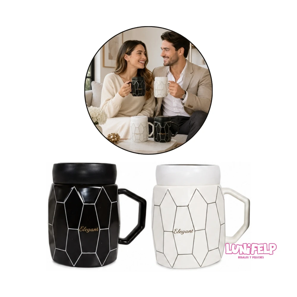 Mug de Cerámica Elegante con Tapa Espejo - Imagen 5