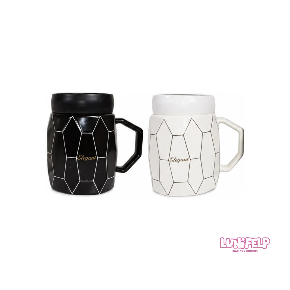 Mug de Cerámica Elegante con Tapa Espejo