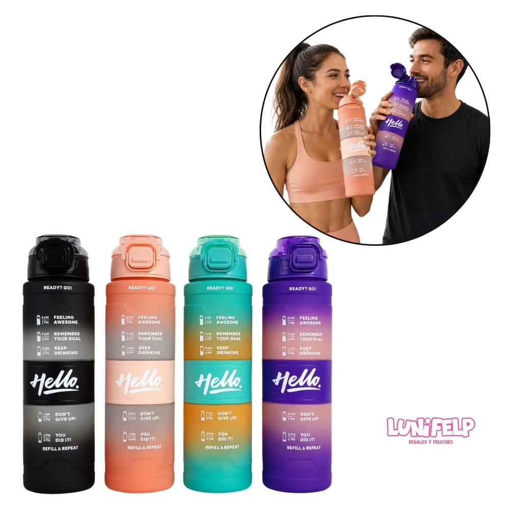 Botella Deportiva Motivacional 1 Litro con Marcador de Tiempo - Imagen 2