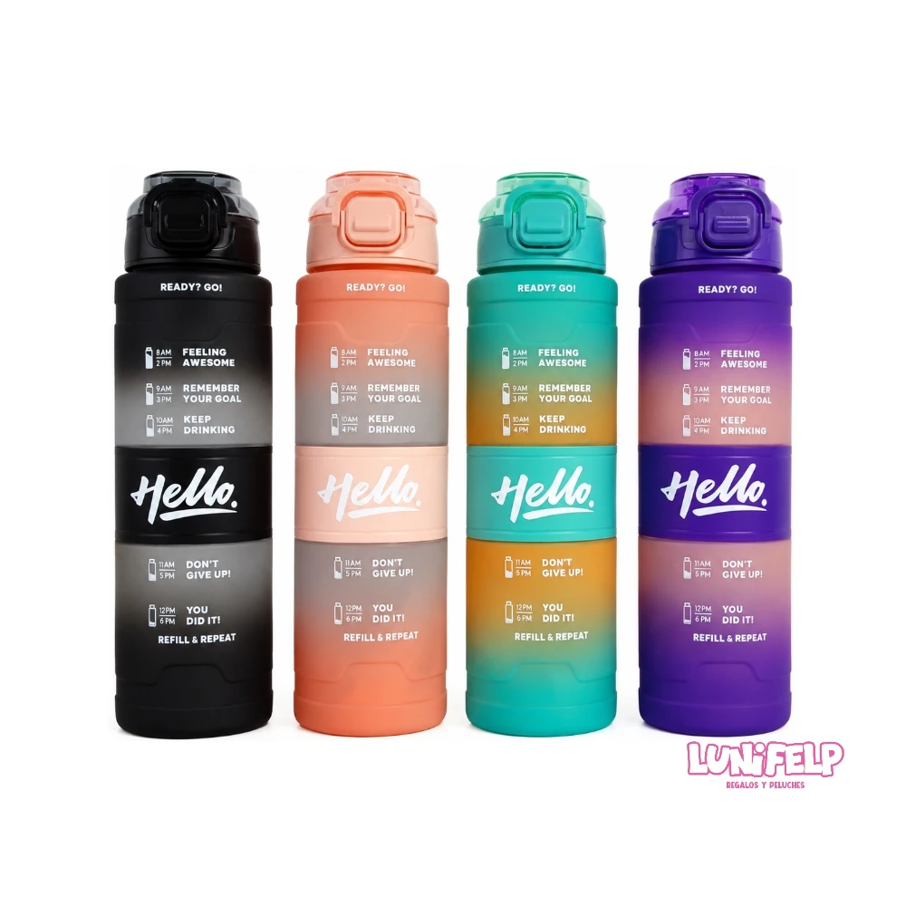 Botella Deportiva Motivacional 1 Litro con Marcador de Tiempo