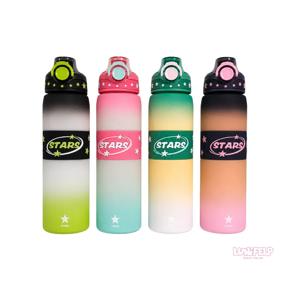 Botella de Agua Degradada "STARS" con Pitillo
