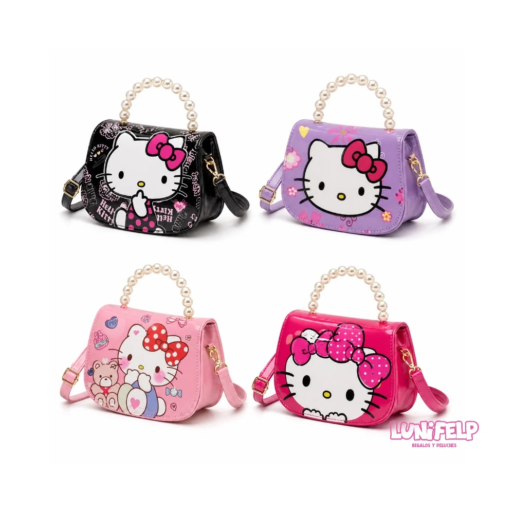 Bolso Hello Kitty de Mano con Perlas y Correa Bandolera - Imagen 5