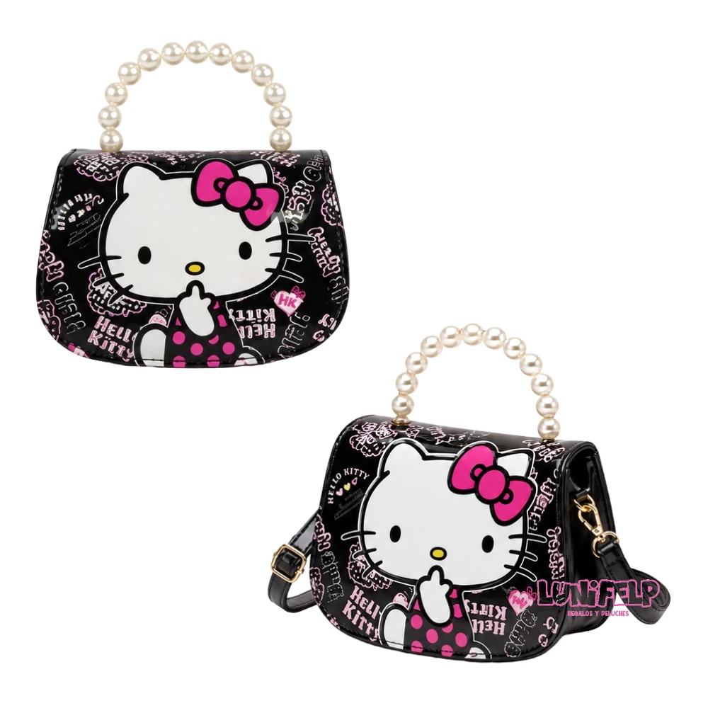 Bolso Hello Kitty de Mano con Perlas y Correa Bandolera - Imagen 4