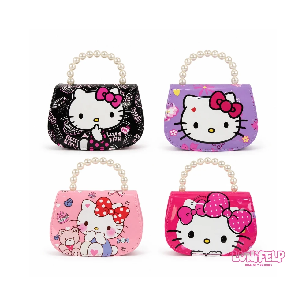 Bolso Hello Kitty de Mano con Perlas y Correa Bandolera