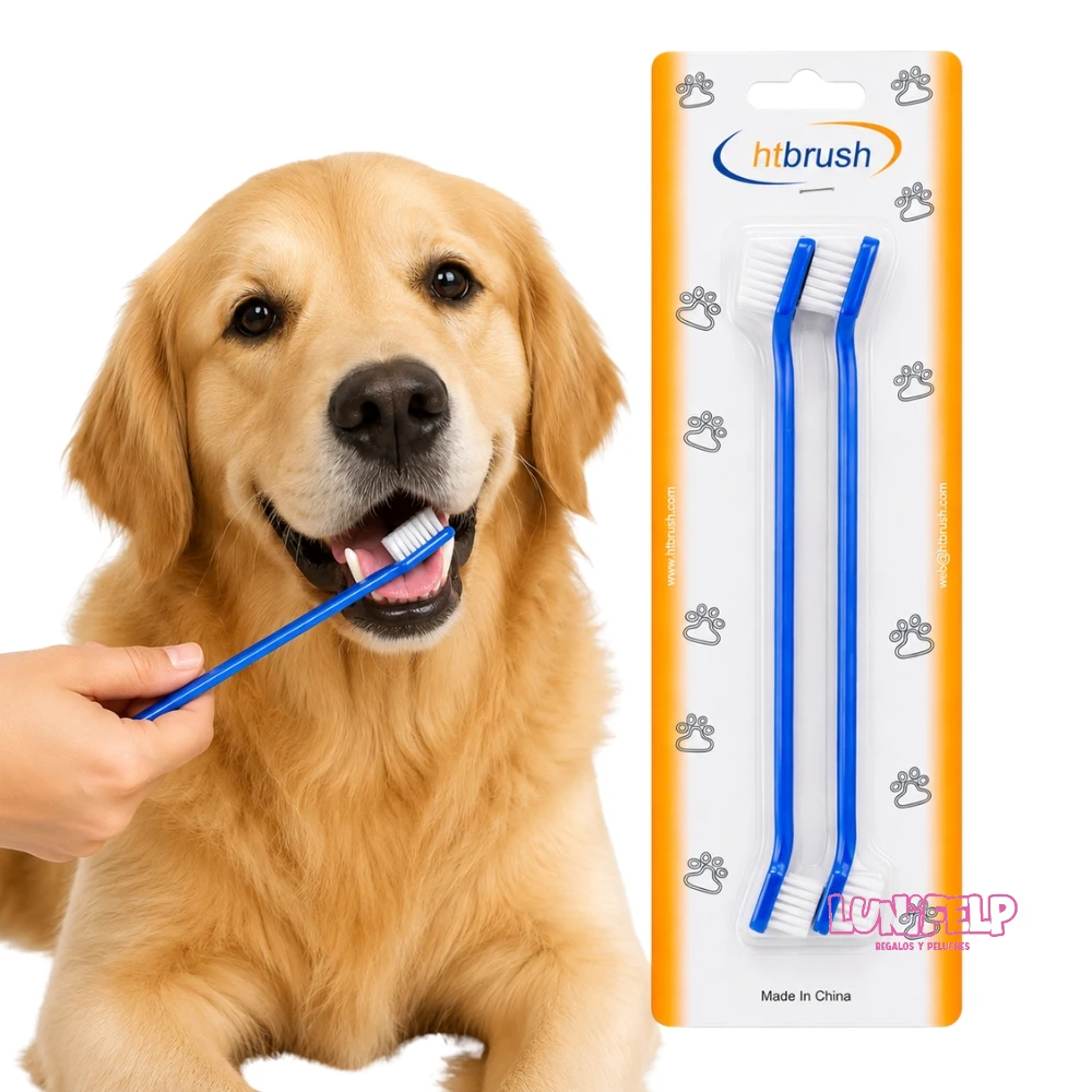 Set x2 Cepillos Dentales Dobles para Mascotas