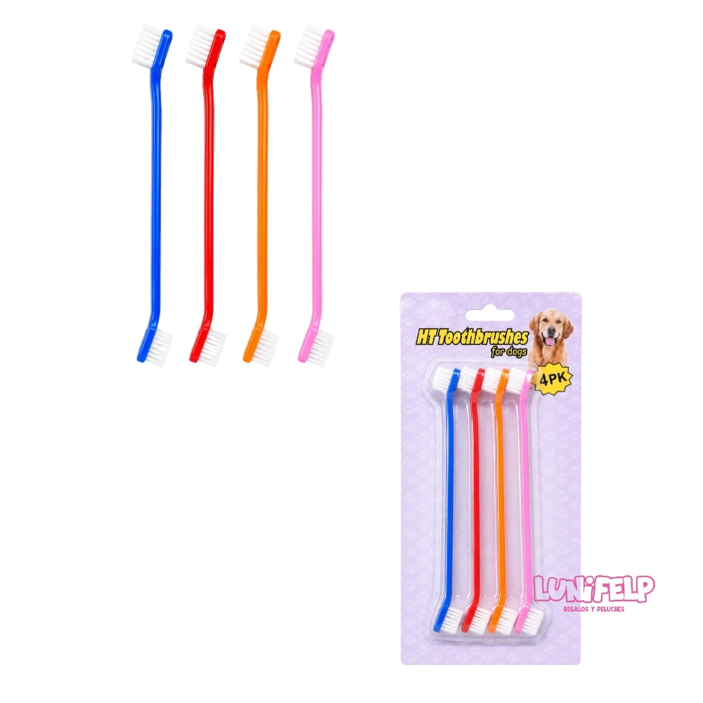 Set de 4 Cepillos Dentales de Doble Cabezal Mascotas - Imagen 3