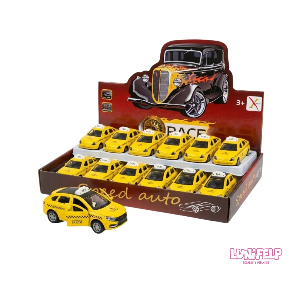 Carro Taxi Amarillo Metálico - Imagen 2