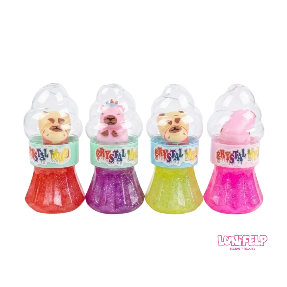 Slime Brillante Crystal Mud con Figura de Capibara