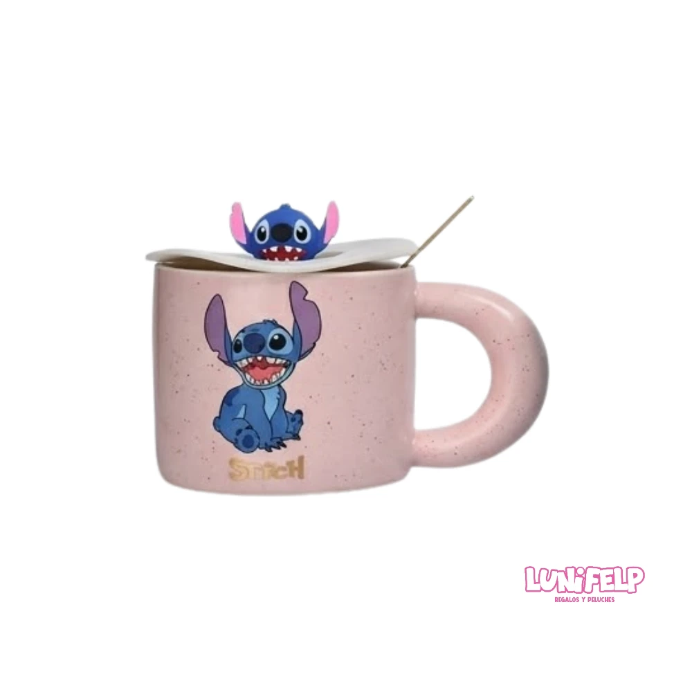 Mug de Cerámica Stitch con Asa Gruesa y Tapa de Goma 3D - Imagen 5