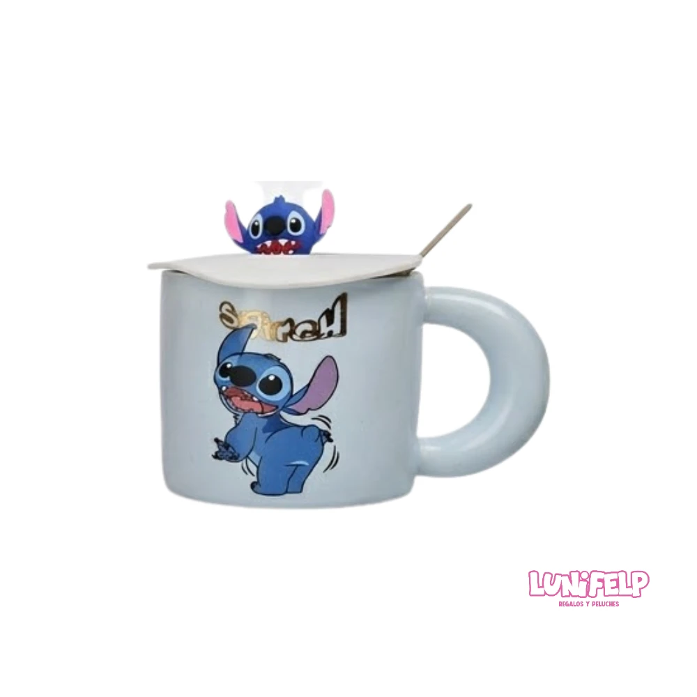 Mug de Cerámica Stitch con Asa Gruesa y Tapa de Goma 3D - Imagen 4