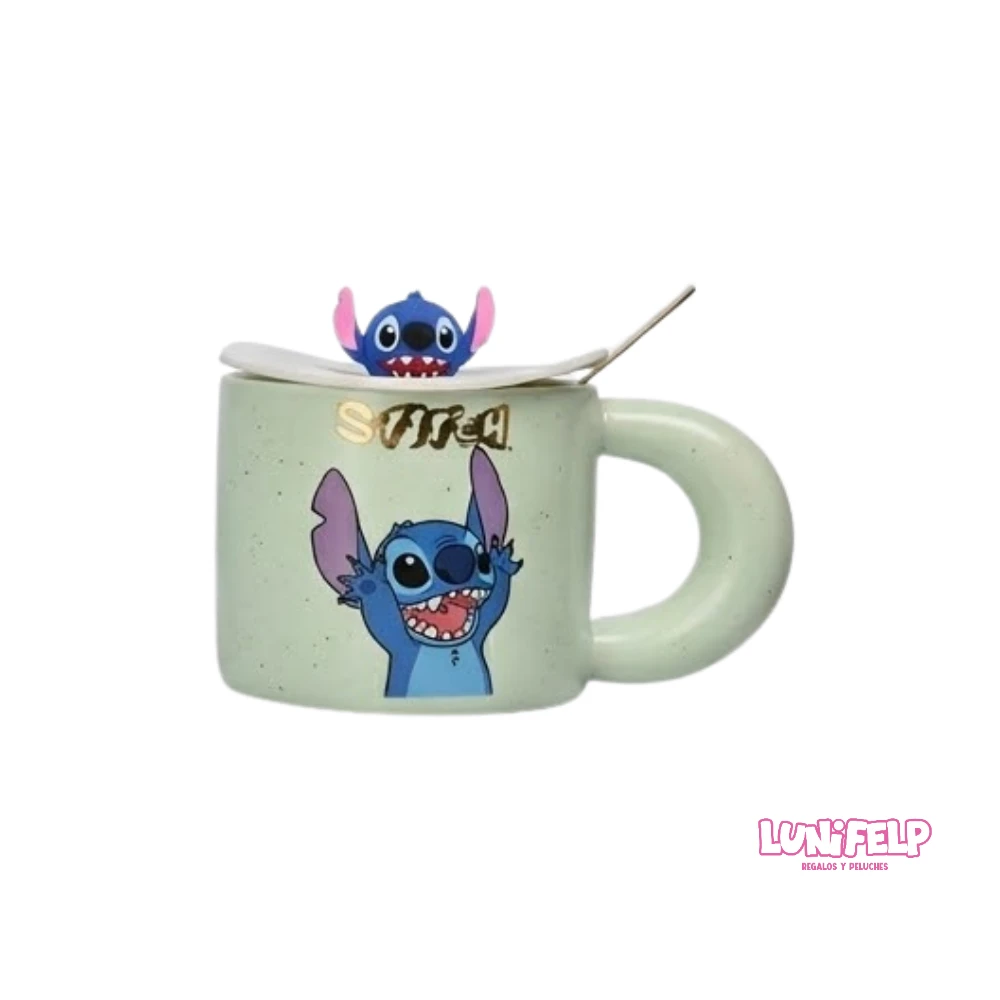 Mug de Cerámica Stitch con Asa Gruesa y Tapa de Goma 3D - Imagen 3
