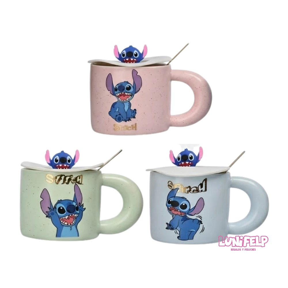 Mug de Cerámica Stitch con Asa Gruesa y Tapa de Goma 3D - Imagen 2
