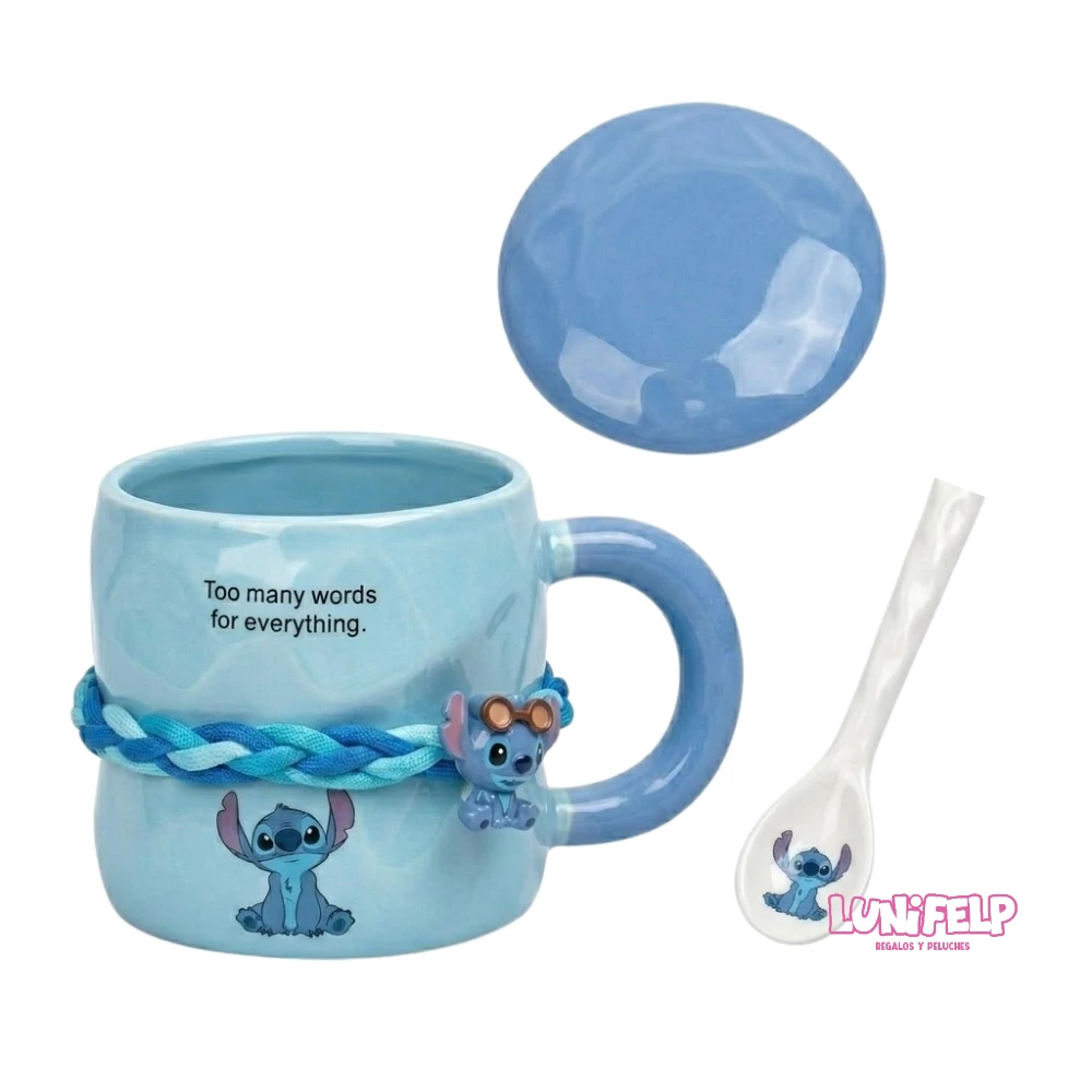 Mug de Cerámica Texturizado Stitch y Angel - Imagen 2