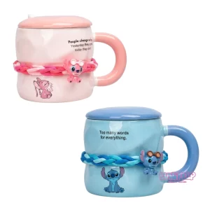 Mug de Cerámica Texturizado Stitch y Angel