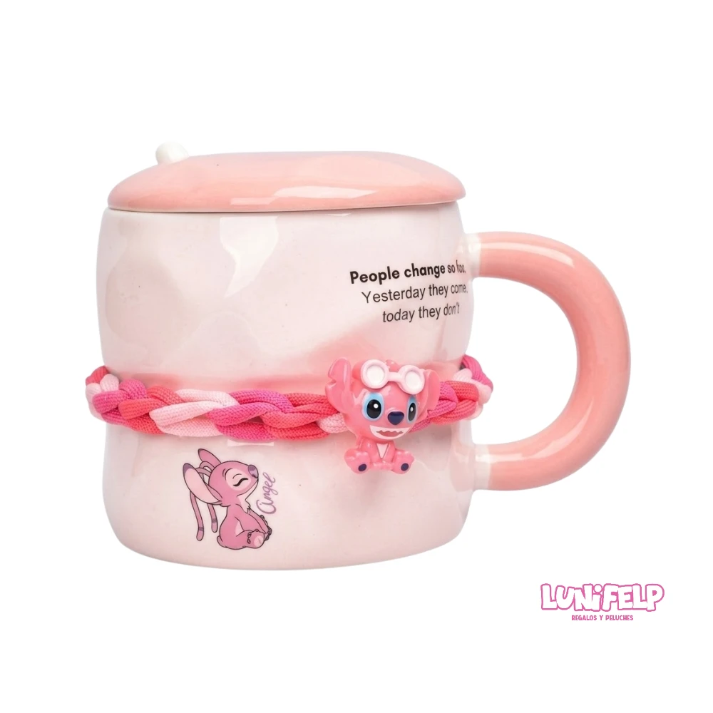 Mug de Cerámica Texturizado Stitch y Angel - Imagen 5