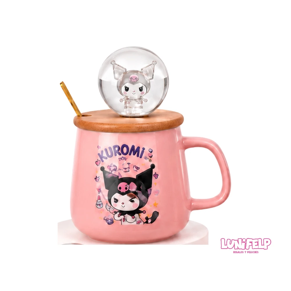 Pocillo cerámico con Tapa Esfera Kuromi para regalo - Imagen 5
