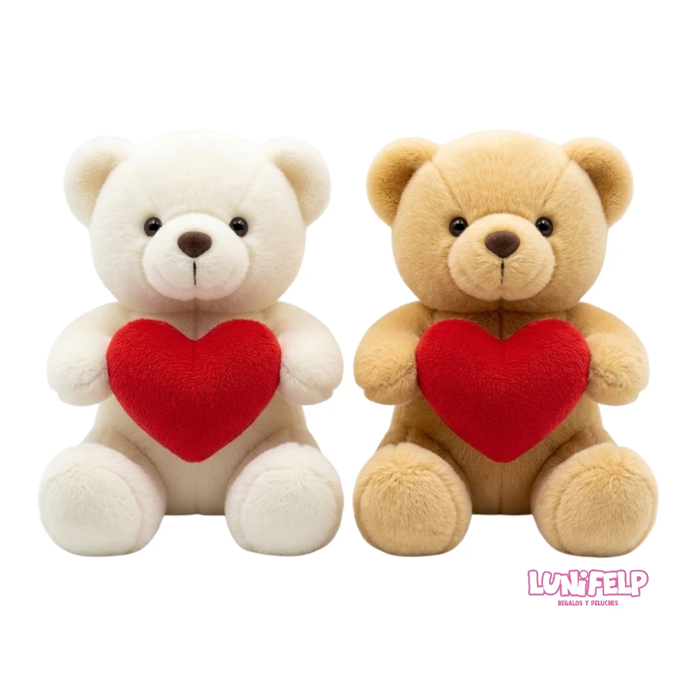 Peluche Oso con Corazón 28 cm Suave y Tierno