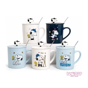 Pocillo cerámico Snoopy Tapa y Cuchara para regalo