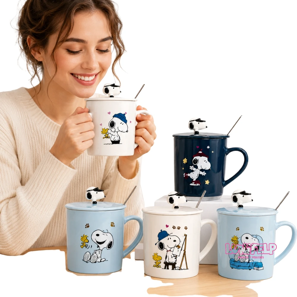 Pocillo cerámico Snoopy Tapa y Cuchara para regalo - Imagen 2