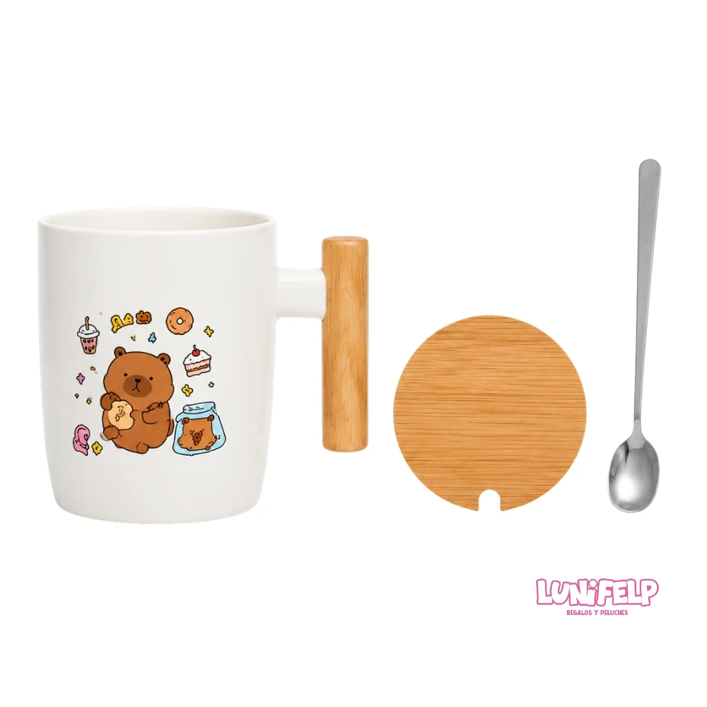Pocillo cerámico con Tapa Capibara 450 ml