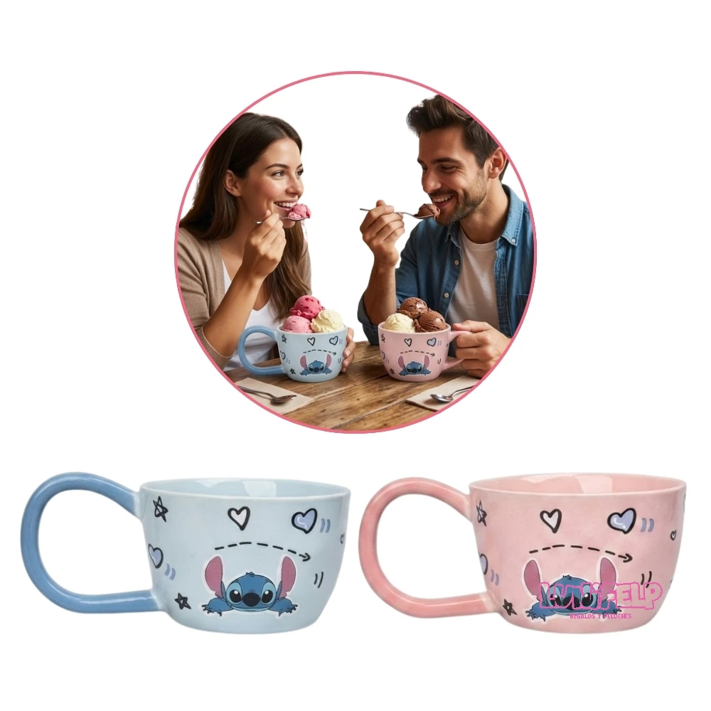 Taza en Ceramica Stitch y Angel - Imagen 4