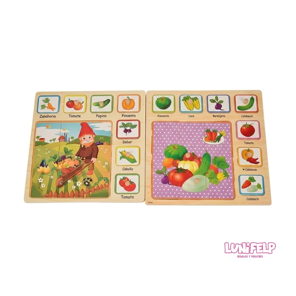 Rompecabezas Educativo de Madera: Aprendiendo Frutas y Verduras