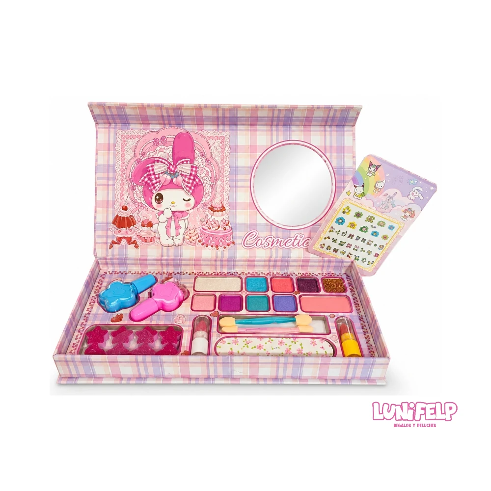 Kit de Maquillaje Infantil Plegable con Espejo y Stickers