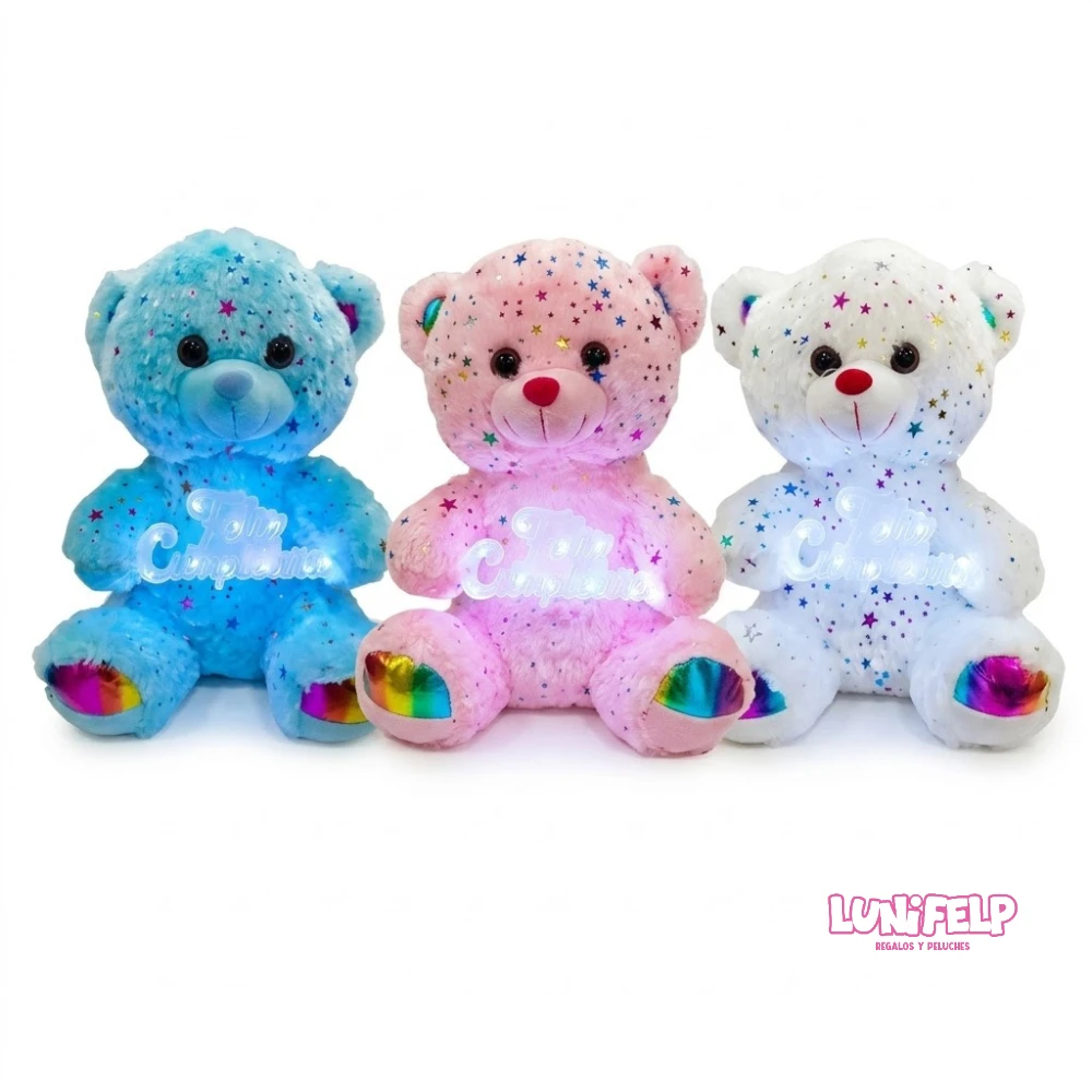 Peluche Oso Feliz Cumpleaños 30 cm con Luz para regalo