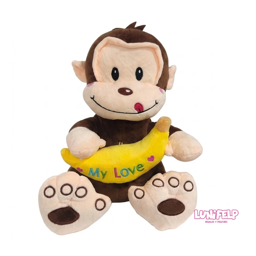 Peluche Monito Sentado con Banana Mensaje 30 cm
