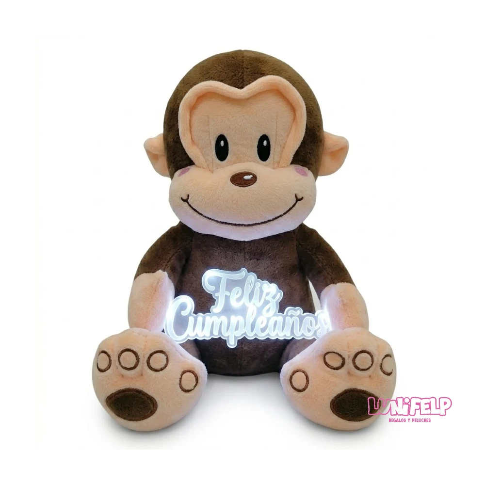 Peluche Mono 30 cm con Luz LED Feliz Cumple