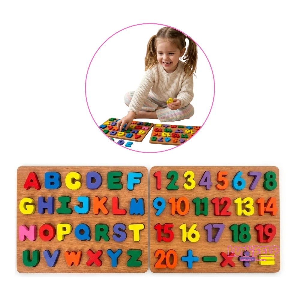 Tablero Educativo de Madera: Abecedario o Números y Operaciones - Imagen 3