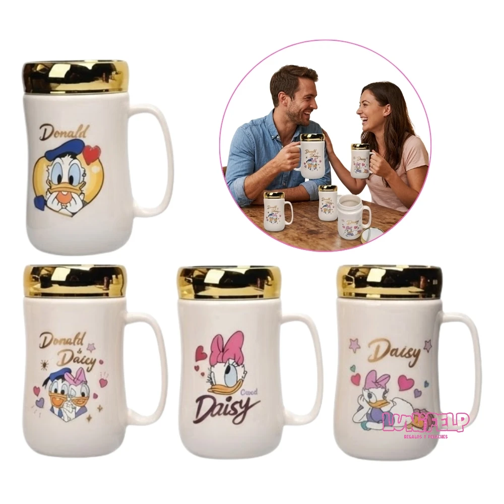 Mug Tapa Espejo Diseño Donald & Daisy - Imagen 2