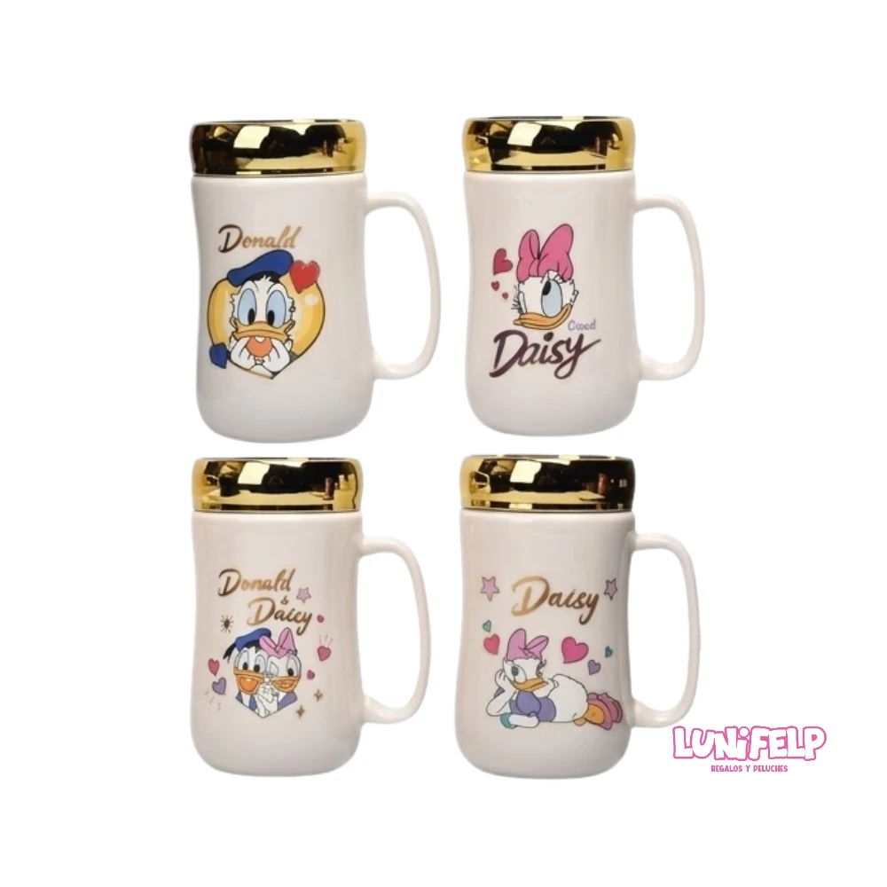 Mug Tapa Espejo Diseño Donald & Daisy