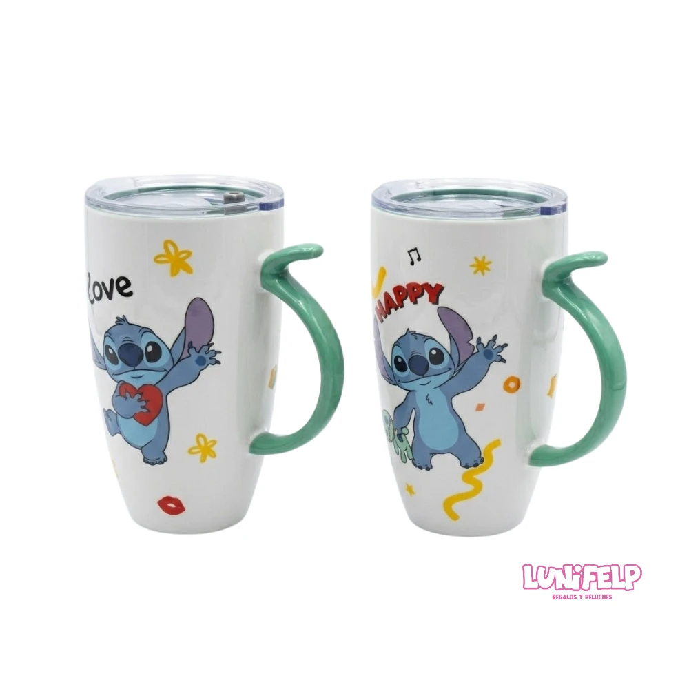 Mug Alto Viajero de Cerámica Stitch con Tapa - Imagen 5