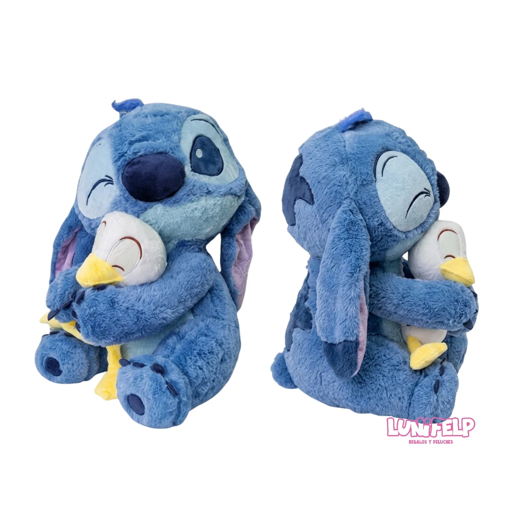 Peluche de Stitch Abrazando Patito (32 cm)