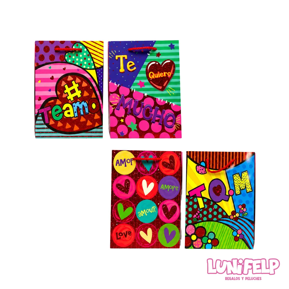 Bolsas de Regalo Románticas Te Amo 26x32x10 cm