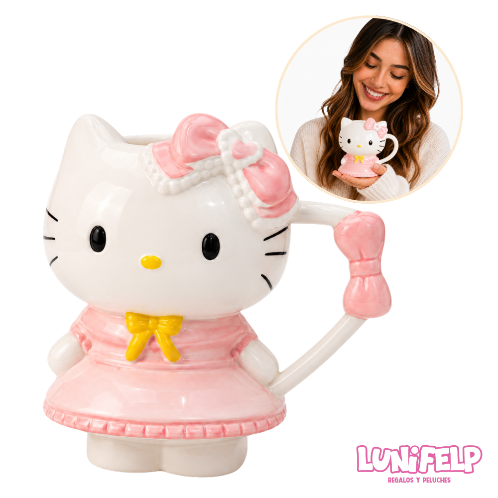 Pocillo Taza De Cerámica Hello Kitty Pink Coquette 3D - Imagen 3