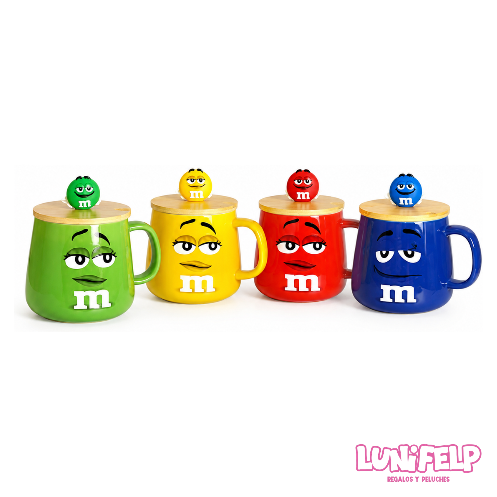 Mug De Cerámica M&Ms Animados Con Tapa Coleccionable