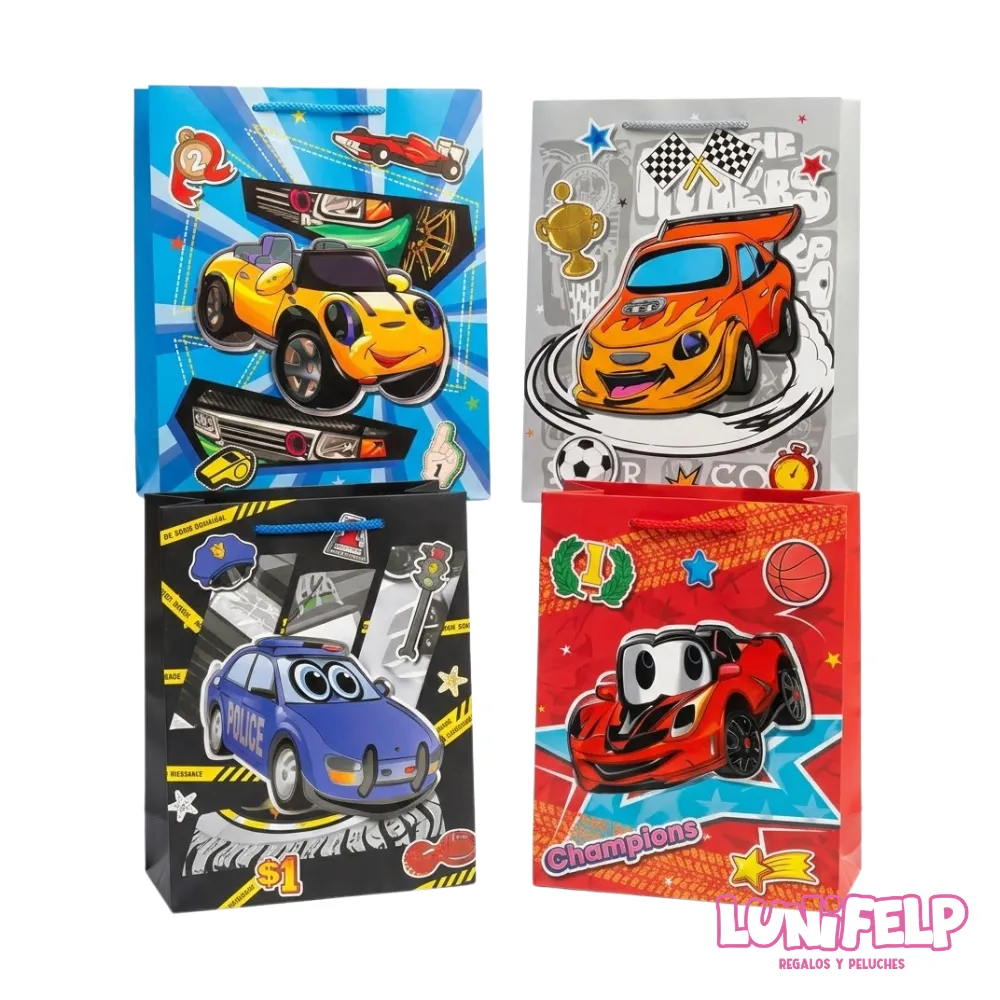 Bolsa de Regalo Infantil Grande 40x30x10 cm Diseño de Carro