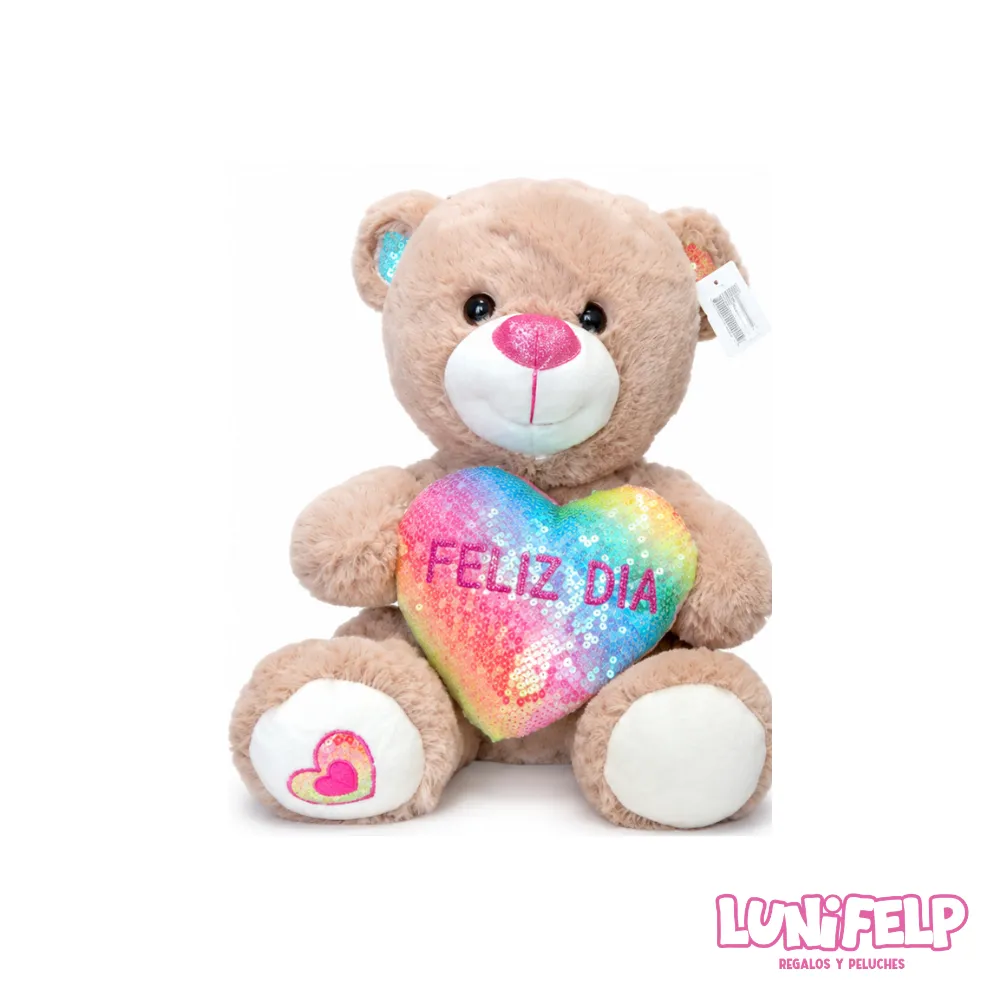 Peluche Oso "Feliz Día" con Corazón Brillante 35 cm - Imagen 5