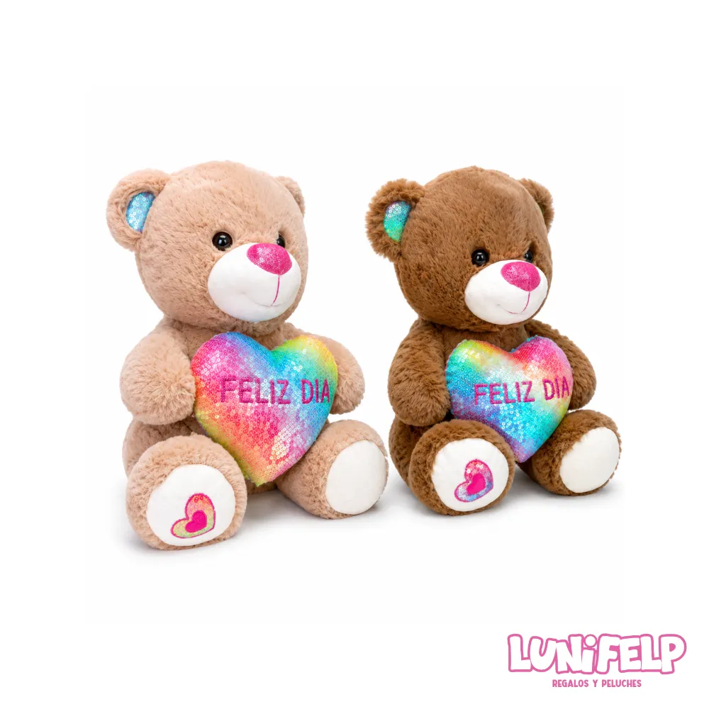 Peluche Oso "Feliz Día" con Corazón Brillante 35 cm - Imagen 4