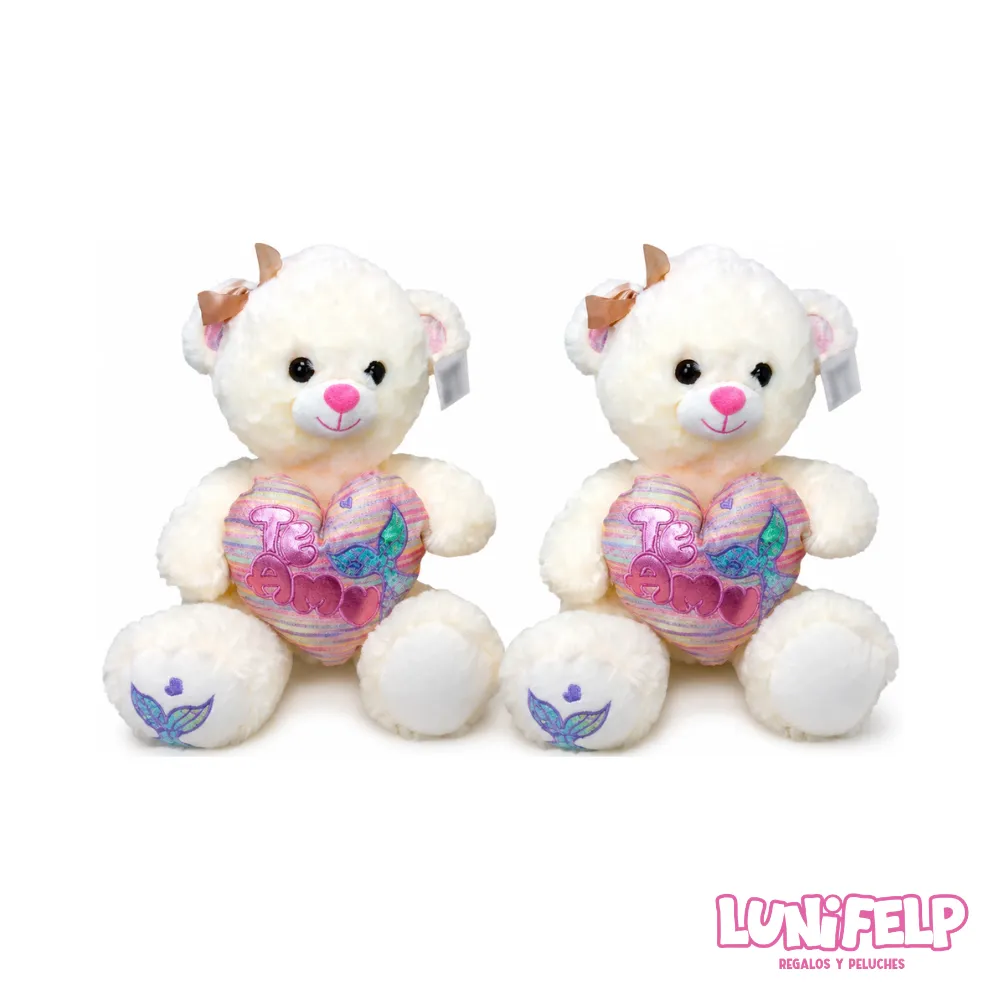 Peluche Oso "Te Amo" Diseño Sirena 35 cm