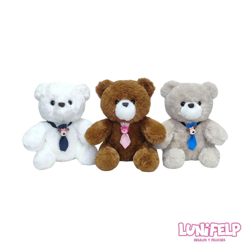 Oso de Peluche con Corbata (23 cm) – Detalle Elegante y Suave