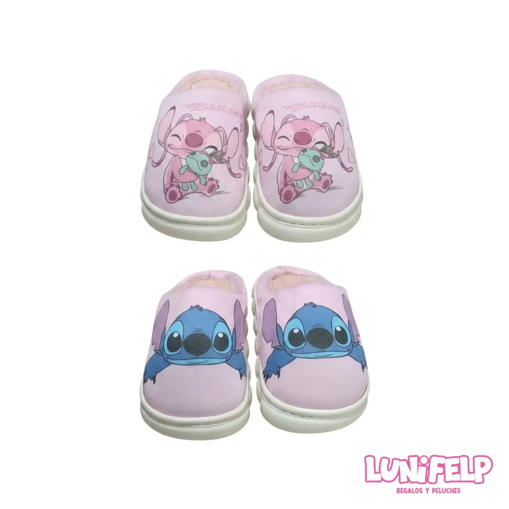 Pantuflas Stitch Y Ángel Niños Térmicas Tallas 28 Al 34