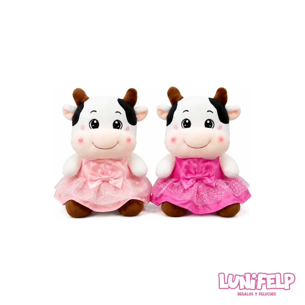 Peluche Vaca con Vestido Brillante 21 cm